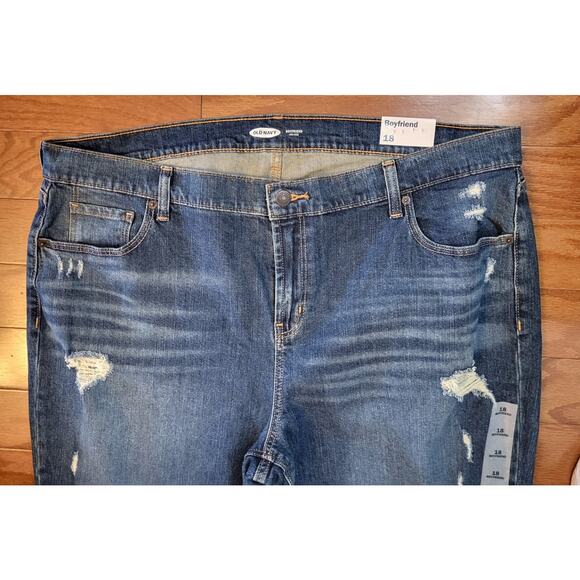 NWT Old Navy Women Jeans Size 18 Cropped Boyfriend Cuffed Distressed Ripped - Picture 3 of 15